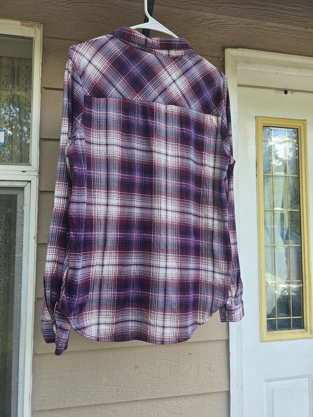 Eastport Women's Plaid Button-Up Shirt in Purple and White - Large - Picture 3 of 3